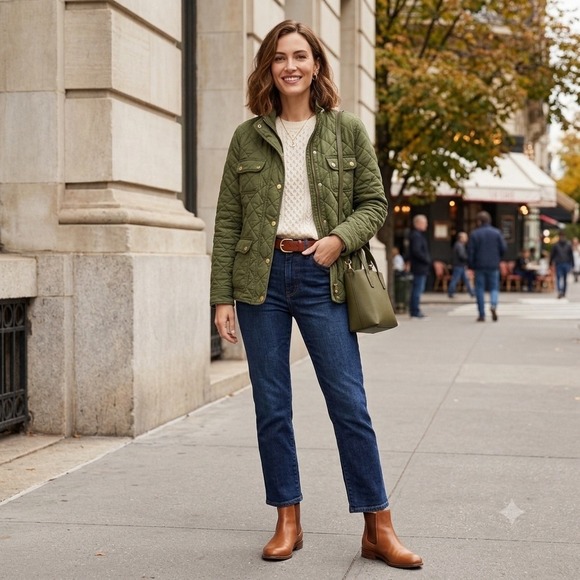 J.Crew Jackets & Blazers - J.Crew Womens Olive Green Quilted Field Barn Jacket XLT Cotton Gold Snaps